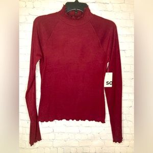 So Kohl’s Junior Burgundy Women’s Long Sleeve Knit Top Size Large